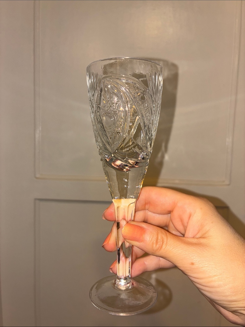 Vintage Crystal Champagne Flute heavy
